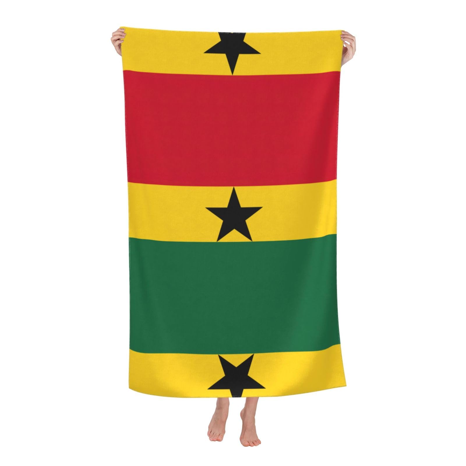Oazcvbnn Women's White Flag Of Ghana Print Adult Beach Towel Summer Travel Pool Vacation Swimming Fitness Outdoor Adventures