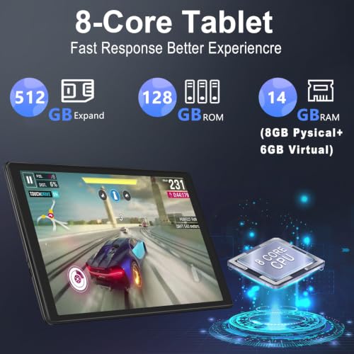 Image of 2026 Tablet 10 inch Android 13 Tablets 14GB+128GB+1TB Expand, 8000mAh Octa-Core Eletronic Tablet with Drop-Proof Case, Gemini AI, HD IPS Display, GPS, 5G WiFi,Split-Screen, Widevine L1 -Gray