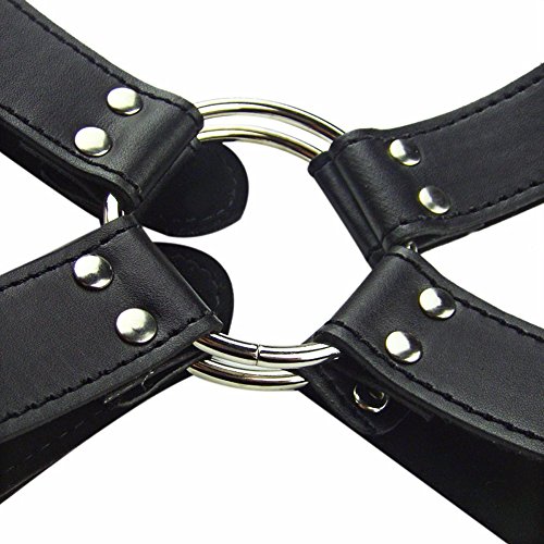 FEESHOW Men's X-Cross Leather Chest Body Harness Adjustable Buckle Straps4