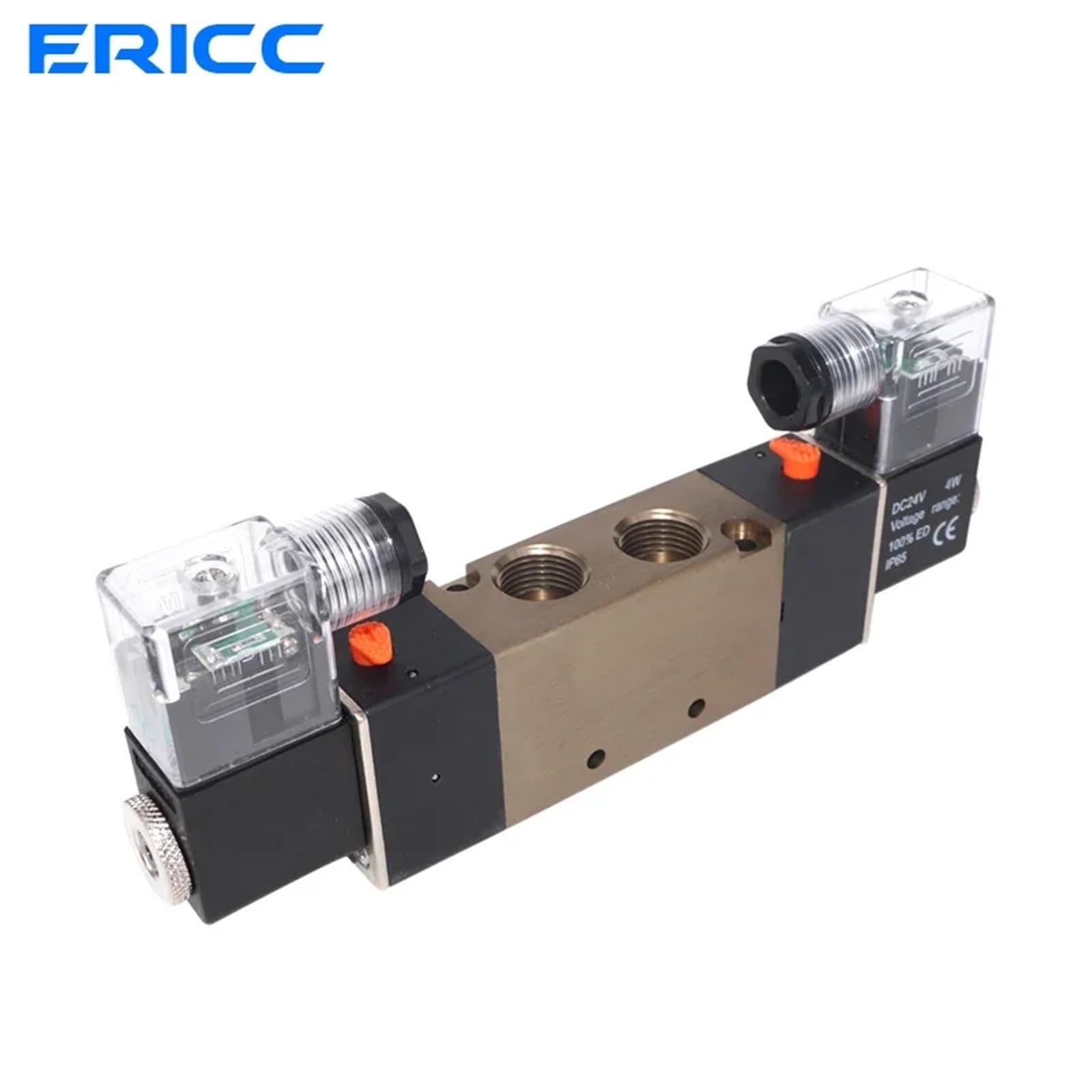 Elektrozawór pneumatyczny 4V320-10, DC 12V 24V, 110V, 220V, 380V, 3/8" BSPT, 2-pozycyjny, 5-drożny (4V320-10 AC380V, With 8mm Fittings)