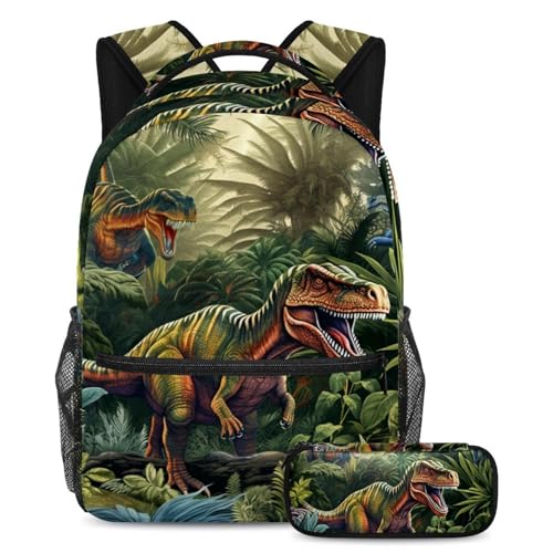 Sac à dos dinosaure et sa trousse pour un voyage scolaire ou une sortie en famille réussie