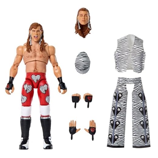 Mattel WWE Ultimate Edition Actionfigur und Zubehör im Set, ca. 15 cm große Shawn-Michaels-Sammelfigur mit austauschbaren Köpfen und Händen und 30 Bewegungspunkten, JKD31