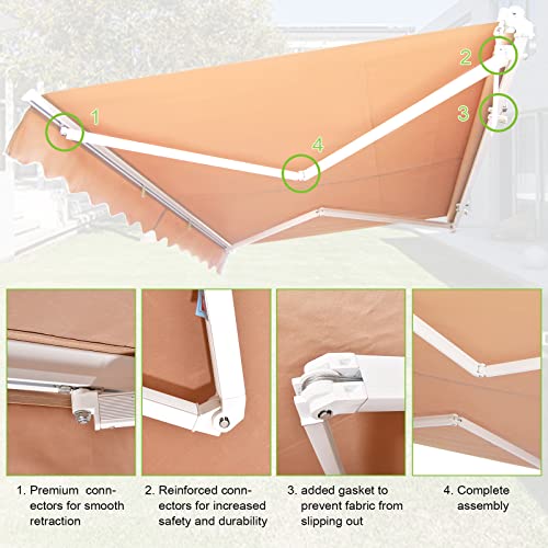 8' X 10' Awning Retractable Patio Awning Water-Resistant Outdoor Patio Canopy With Uv Fabric & Crank Handle, Sun Shade Shelter Door Window Awning Resistant Manual Retractable Awning For Cafe Shop #TOP1