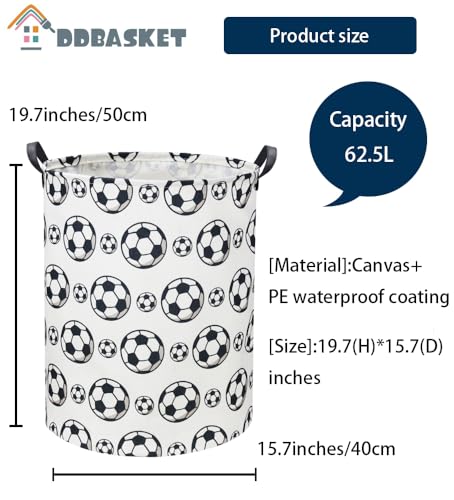 Image of Kids Laundry Basket Soccer Hamper for Nursery Hamper Cute Kids Storage Bin Organizer Room Decor for Home(Black soccer)