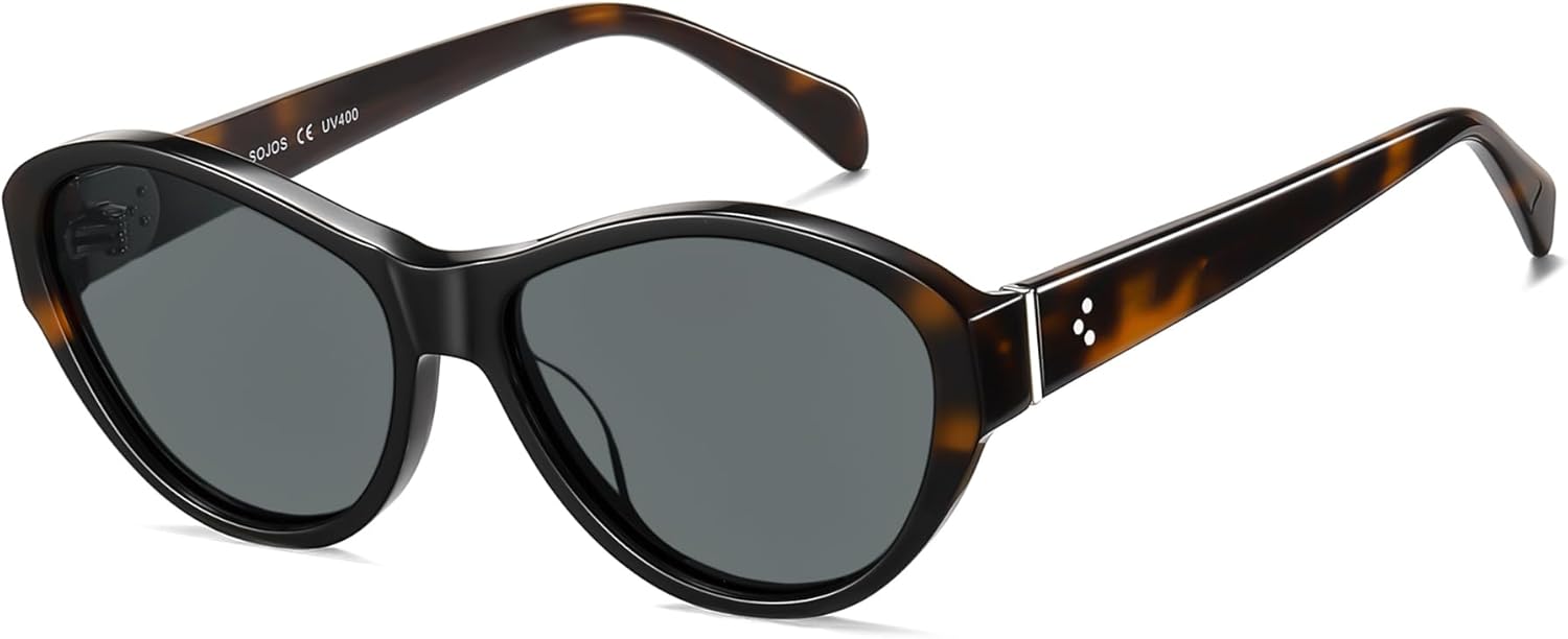 SOJOS Acetate Polarized Cateye Oval Sunglasses for Women Retro Trendy Sun Glasses SJ3120