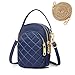 Produktbild Frauen Mini Handy Umhängetasche Schultertasche Damen Klein Geldbörse Crossbody Handtasche Mode Citytasche mit Kopfhöreranschluss, Verstellbar Abnehmbar Schultergurt für Handy unter 6.7 Zoll (Blau)