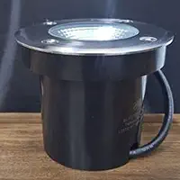 Mini Balizador LED Externo Embutido, 7W, Cúpula Inox, Estrutura Preta, Bivolt, Redondo, para Escada