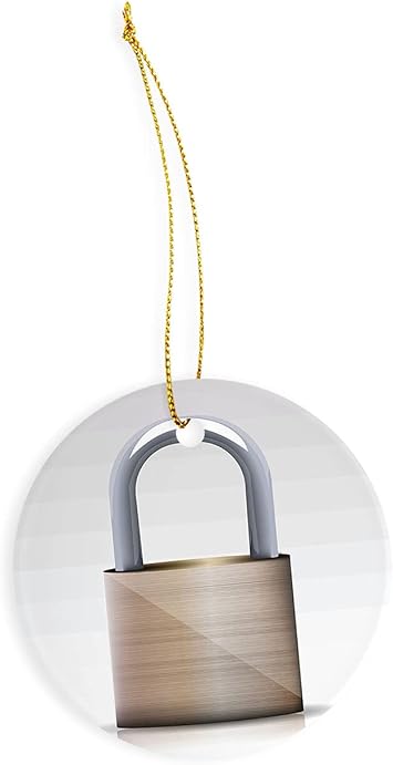 Vector Padlock Ceramic Ornament - Christmas Decorations - 3" Circle Ceramic Ornament