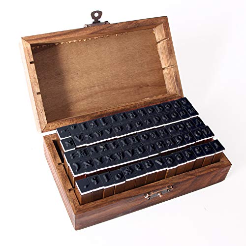 70pcs Multipurpose Number Alphabet Letter Wood Rubber Stamp Letter Wood Rubber Stamps Set with Vintage Wooden Box for Teaching and Play