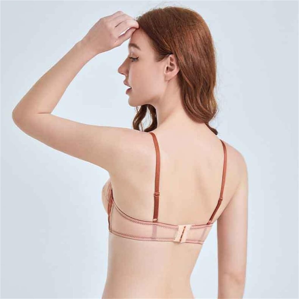 Deep V-mesh Bra, Thin Cotton Contrasting Color Gathering Underwear, Large Chest Display, Small Size Set