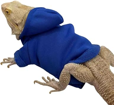 Lizard Clothes for Bearded Dragons Reptile Apparel Handmade Cotton Material Hoodies Gift for Lizard Small Animal Gecko Chameleon(Blue