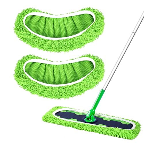 Yicotira Almohadillas de microfibra reutilizables para fregona Swiffer XL, paquete de 2 paños de barrido en seco XL y almohadillas húmedas XL de repuesto, paños de fregona resistentes para trapear y