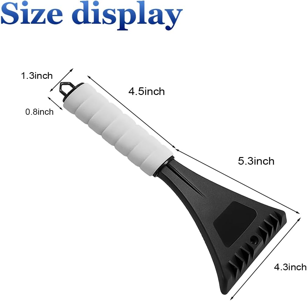 LCE Scraper for Car Windshield, Plastic Vehicle Windscreen Snow Frost Removal Tool with Foam Handle, Automotive Window Frost Shovel Cleaning Tool, Universal for SUV RV Truck (Black)