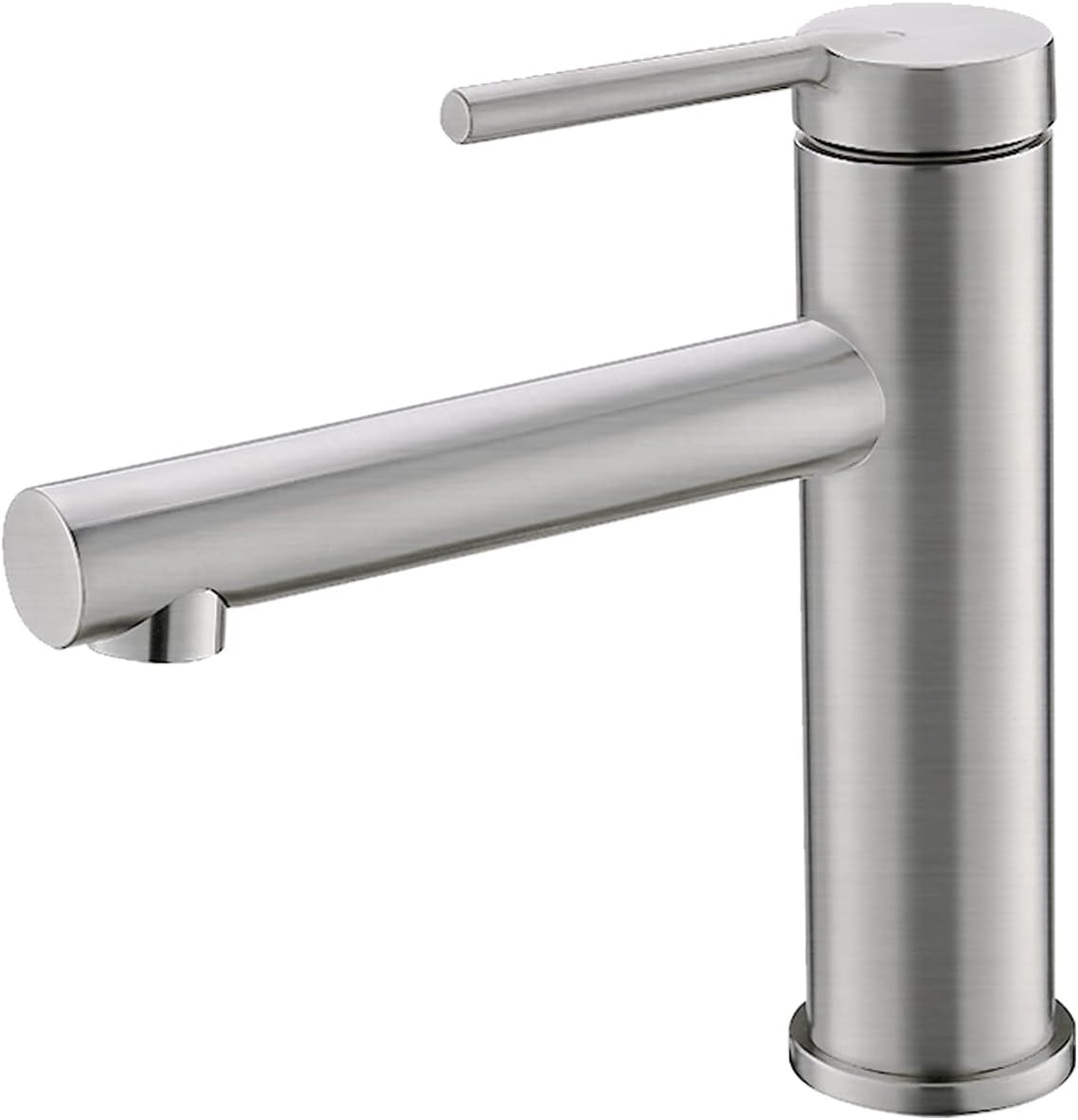 Stylish Single Handle Bathroom Faucet Solid Stainless Steel Construction 1 Hole Vanity Sink Faucet Brushed Stainless Steel Finish, B-108S