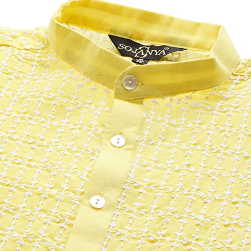 Image of SOJANYA (Since 1958 Men's Cotton Floral Regular Kurta Pyjama Set