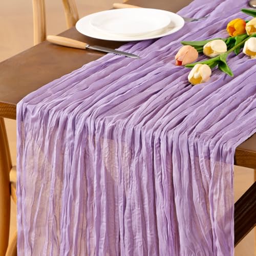 Jimtx Lilac Cheesecloth Table Runner 8pcs Boho Gauze Valentine's Day