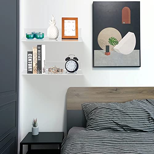 Bolidery 2 Pack Acrylic Floating Shelves, 9" Small Wall Shelf For Storage & Decoration, Wall Mounted Shelf For Bedroom,Living Room,Bathroom With 2 Types Of Installation (Adhesive Or Screw) #TOP5