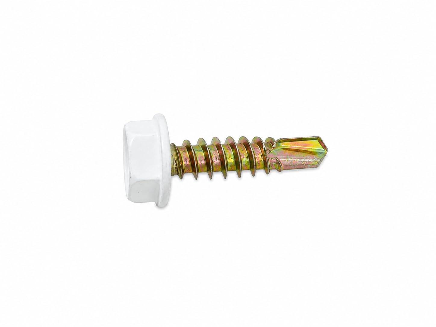 Self-Drilling Screws – Yellow Zinc Plated Hardened Steel – Bronze Painted Hex Washer Head – Drill Point #3, 5/16” Wrench Size – Rust-Resistant Outdoor Metal Projects & Fence Fasteners - 100 Pack