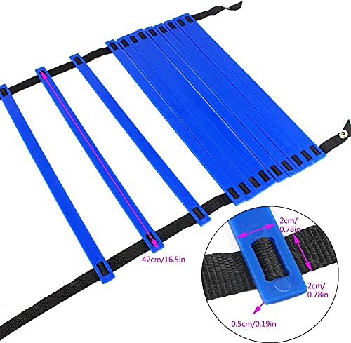 FBSPORT Koordinační žebřík, 6 m, 12 příček, žebřík, agility, fotbalový sport, trénink pro děti, dospělé, s přepravní taškou