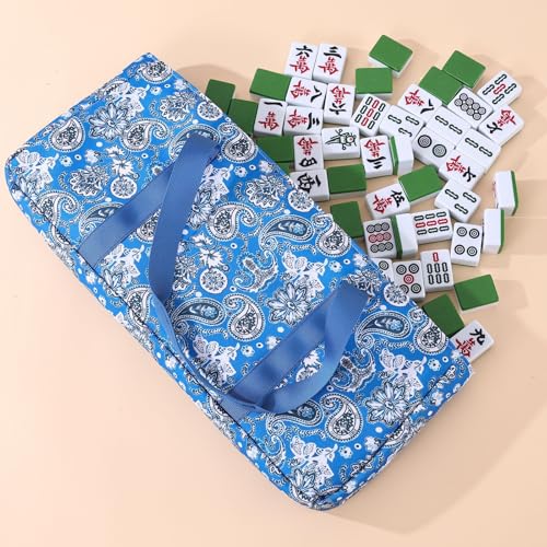 Bolsa para fichas Mahjong azul con compartimentos miniatura 3