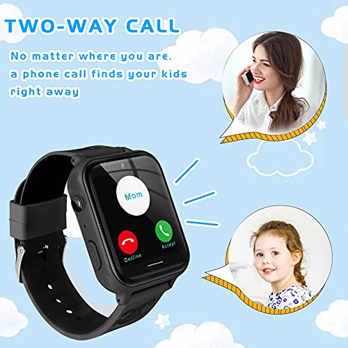 Kids Smart Watch Phone, Hd Touch Screen Smartwatch With Music Mp3 Player, Video Recorder, Camera, Games, Sos, Dinosaur Wristband, (1Gb Sd Card) Sport Wrist Watch For Age 3-14 Boys Girls Gifts-Black #TOP3