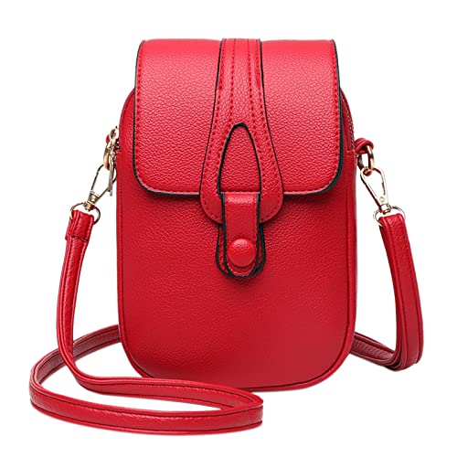 Genérico Bolso Pequeño para Niñas Mujer cartera para mujer Moda Clásica y Práctica Elegante Con cremallera para Viaje, Compras (Red, One Size)