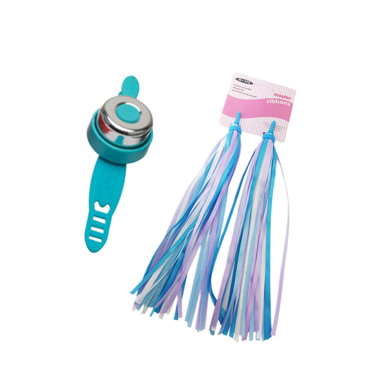 KESYOO 2Pcs Bike Handlebar Bell and Streamers Set for Blue Tassels with Red Bell Fun Bicycle Accessories for Boys for Scooters and Bikes