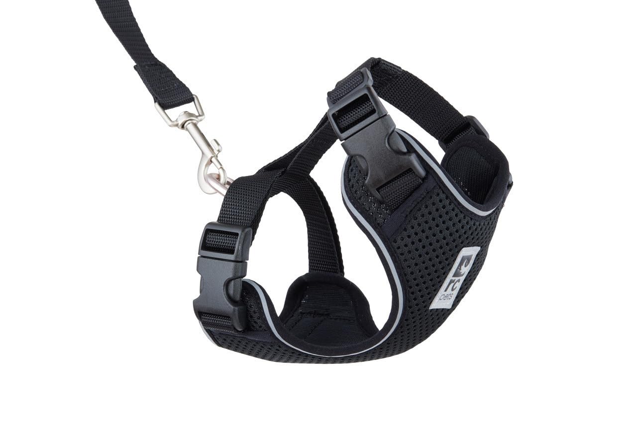 RC Pets Adventure Kitty Harness Includes Adjustable, Airmesh Fabric, 6' Leash and D-Ring Cat Walking Harness | Black, Medium