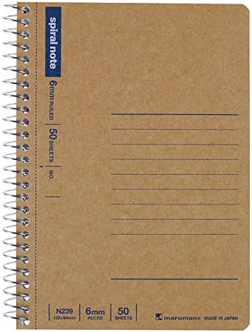 Maruman N239 Ring Notebook, 0.2 inch (6 mm), Ruled, Basic, A6, 50 Sheets, 10 Pack Set