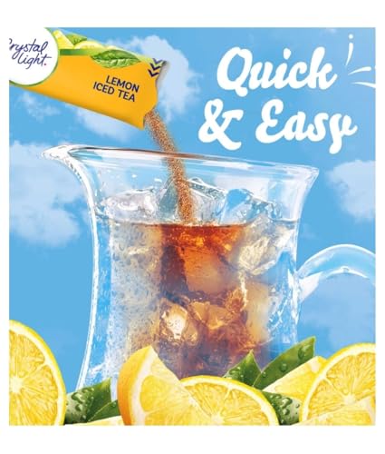 Crystal- Light Lemon Iced Tea Drink Mix - 32 Packets (Makes 64 Quarts) - Made with Black Tea, Low-Calorie, Natural Flavor Custom Bundled by MOOCHI