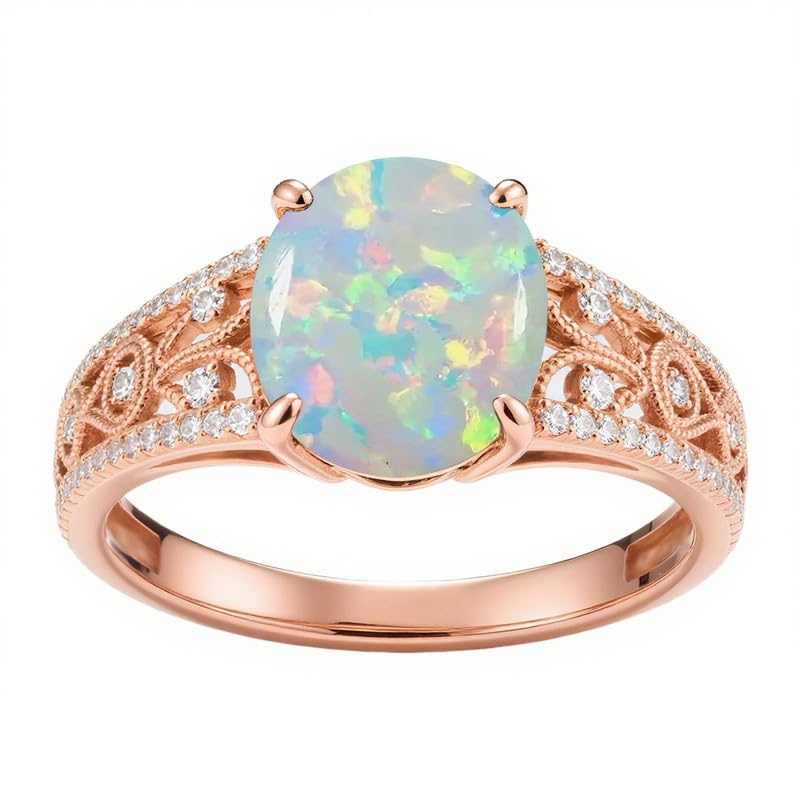 10K 14K 18K Gold 1-3 Carat Oval Vintage Gemstone Engagement Rings for Women Filigree Gemstone Promise Ring Size 3-163