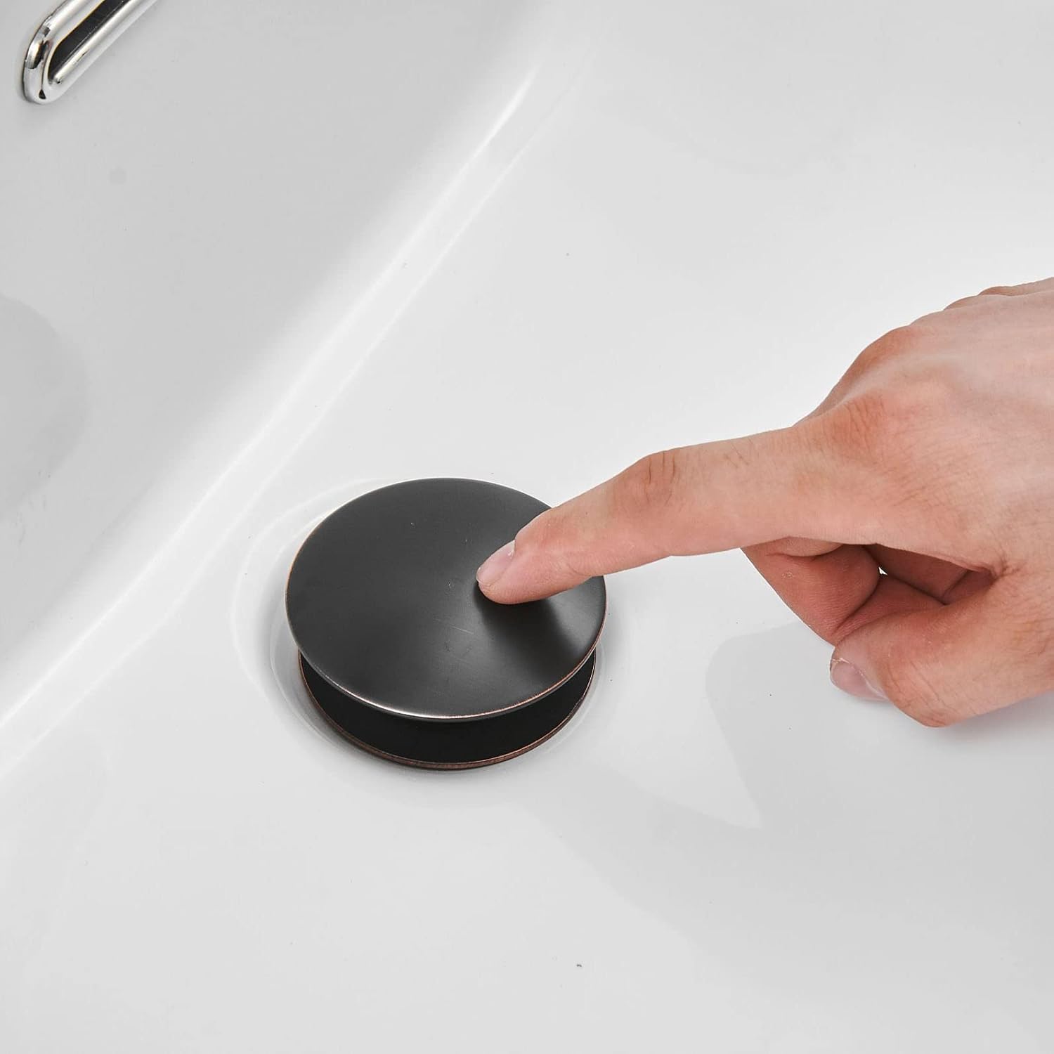 Bathroom Vessel Sink Stopper Without Overflow Vanity Commercial Oil Rubbed Bronze Metal Fits Standard Bathroom Sink Hole 1-1/2" to 1-3/4" By Bathfinesse