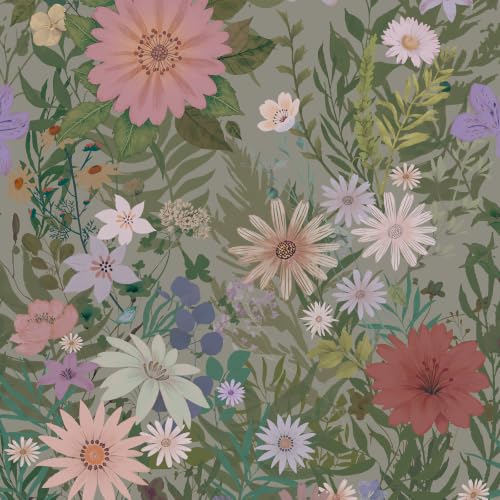 JiffDiff Floral Wallpaper Peel and Stick 17.3" x472, 60 Sq.Ft