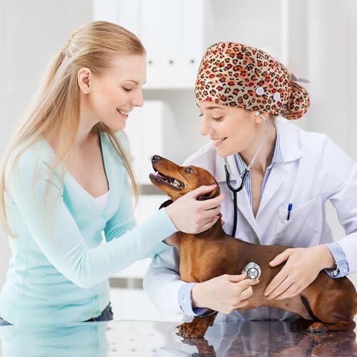 Image of Unittype 4 Pcs Nurse Caps for Women Nursing Working Caps with Button and Sweatband Adjustable Elastic Scrub Hats for Dentist