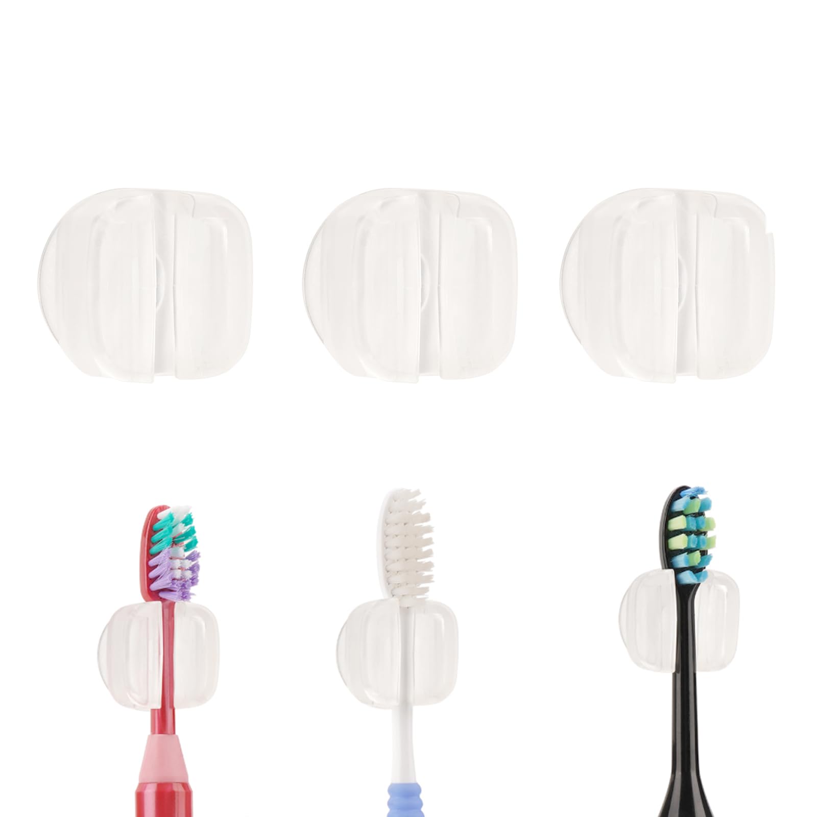 LUEXBOX 6 soportes para cepillo de dientes con ventosa para espejo, colgador de cabezal de cepillo de dientes eléctrico montado en la pared para baño, gancho multifuncional impermeable para toalla,