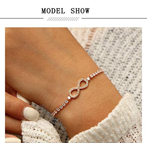 Image of Shining Diva Fashion Full Crystal Charm Stylish Gold Plated Charm Bracelet for Women