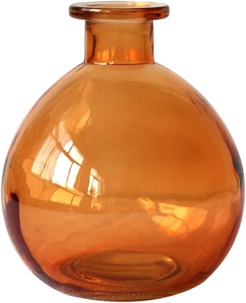 Clear Decorative Vases Small Glass Bottles Flower Vase for Flower Arrangement Party Table Centerpieces (Orange,3.14" x 4.13")