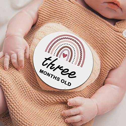 madeira Milestone mensais - Arco-íris Madeira Cartões Marcos Mensais | Cartões anúncio do bebê, marc