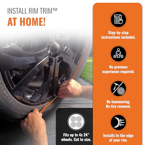 All-Fit Automotive Rim Trim – Durable DIY Car Exterior Accessories for Curb Rash Protection – Fits Up to Four 24" Wheels – Made in USA – Flexible, Durable Wheel Rim Protector (3/8″ Width - Orange) by All-Fit Automotive - Image 3