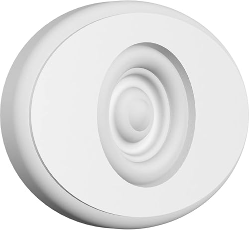 Ekena Millwork ROSP060X040X050DAL04 Roseta estándar con borde redondeado, 6 pulgadas de ancho x 4 pulgadas de alto x 12 pulgadas de alto, PVC