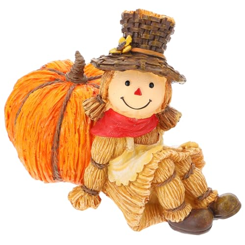 Elegantes calabazas artificiales de resina con espantapájaros para interiores 2