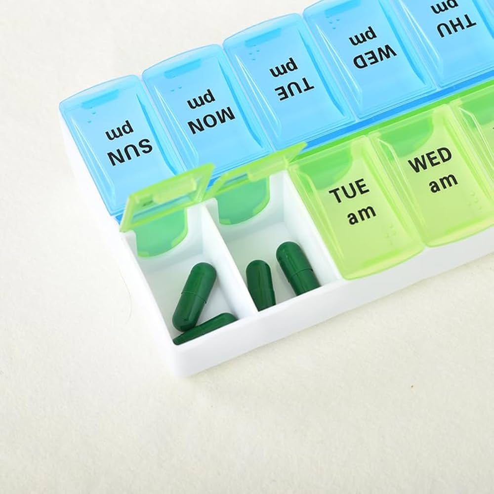 AM/PM Weekly Pill Organizer, 7 Day Pill Box 2 Times a Day