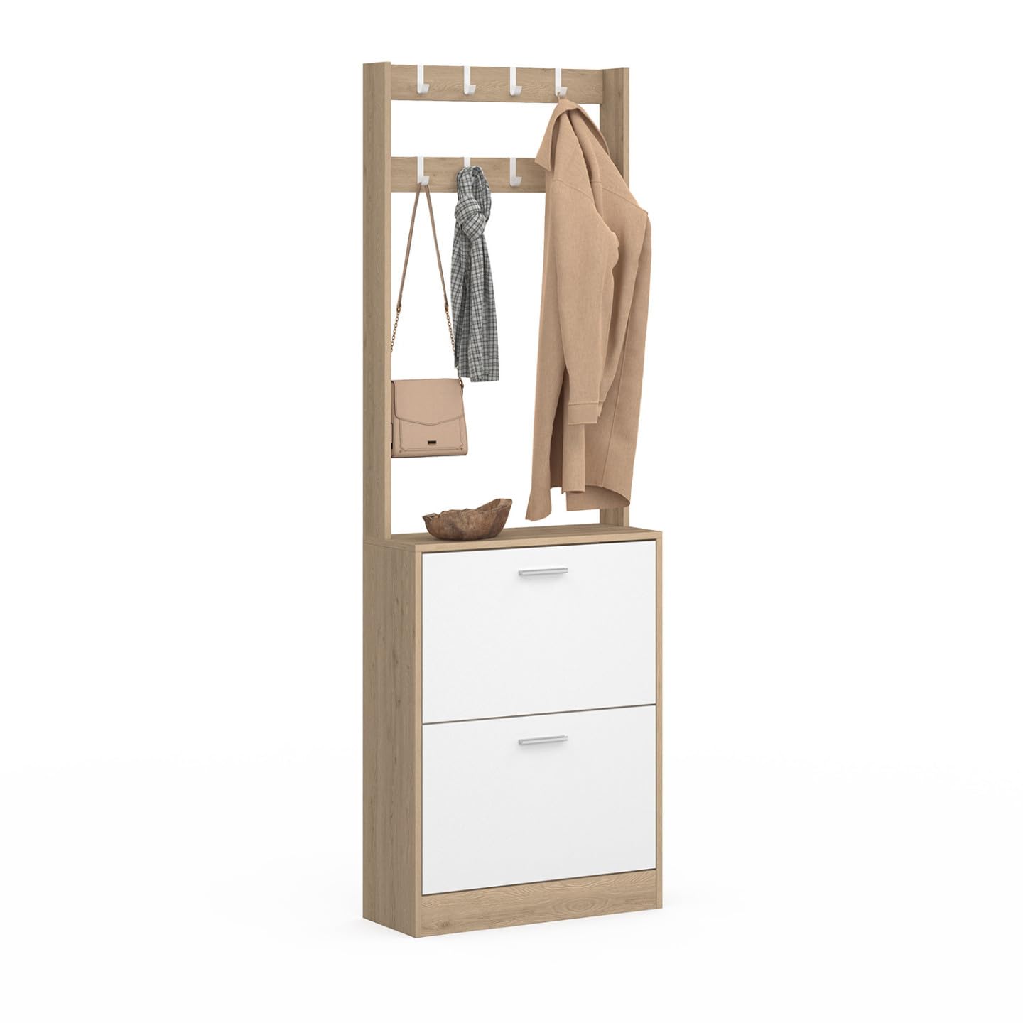 IDMarket - Eingangsgarderobe KLARK Schuhschrank 2 Türen Holz-Weiß-Effekt