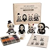 Generisch DIY-Skelett-Perlenset, 4-teiliges, anfängerfreundliches Perlen-Skelett-Bastelset mit Anleitung, DIY-Halloween-Schädel-Dekoration und Geschenk für Bastelbegeisterte