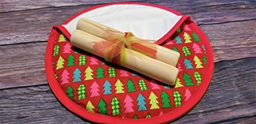 Handmade Wood Bolillo. Set of 2 w/ Christmas Tree Tortilla Warmer | 8 inch Rolling Pin
