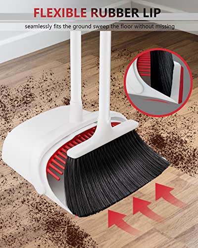 Image of Broom and Dustpan Set, Broom and Dustpan Set for Home, Dustpan with 52 inch Long Handle Broom Combo Set, Standing Dustpan and Broom Set for Home Kitchen Room Office Lobby Floor Cleaning