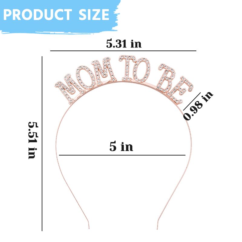 Mom to Be Headband Baby Shower Decorations for Women Rose Gold Mommy to be Crowns Headband New Pregnant Mom Mothers Day Gifts for Women Gender Reveal Party Favors for Mama To Be Hair Accessories image 5