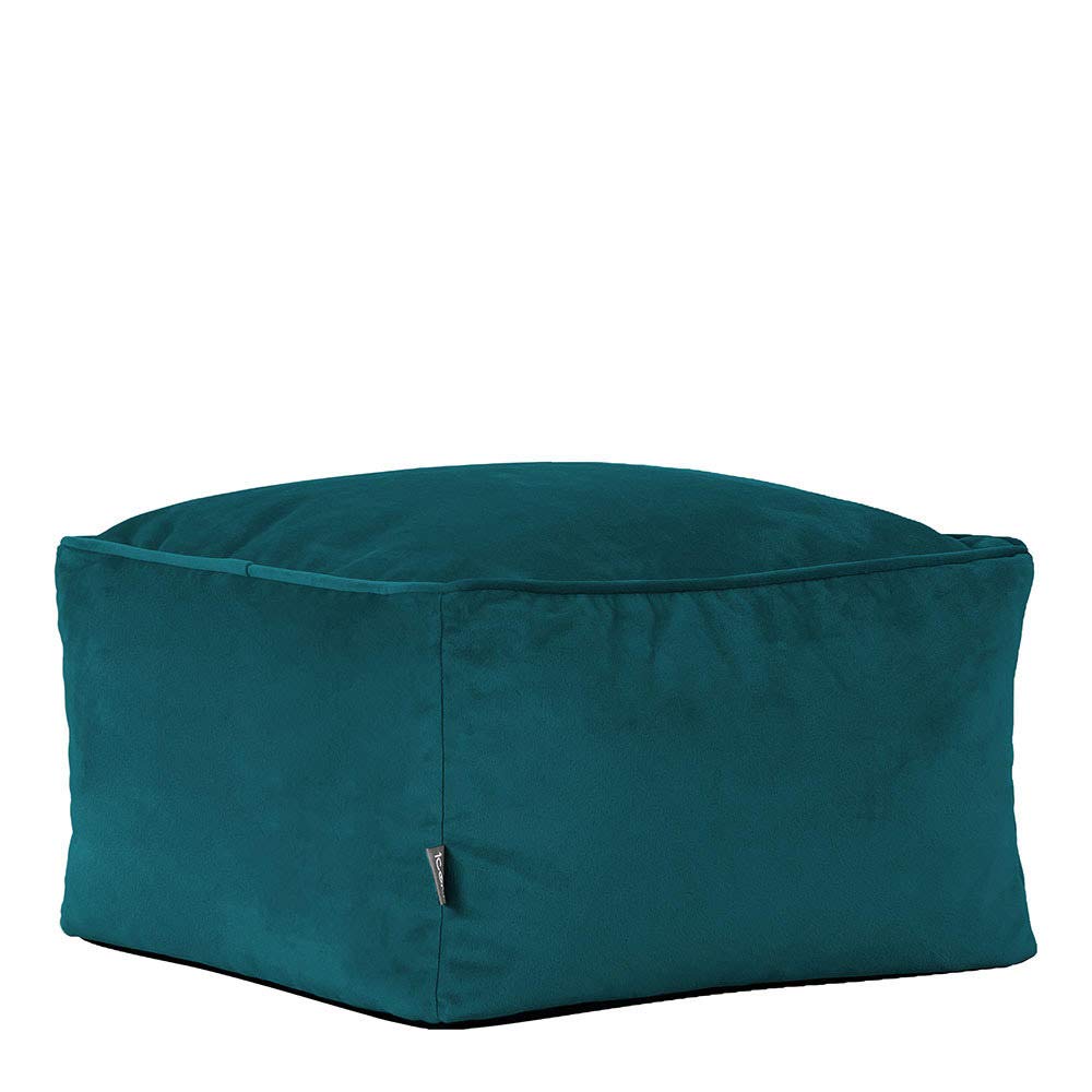 icon Amara Velvet Bean Bag Footstool, Teal Green, Pouffe Footstool with Filling Included, Footrest, Bedroom, Living Room, Living Room Furniture