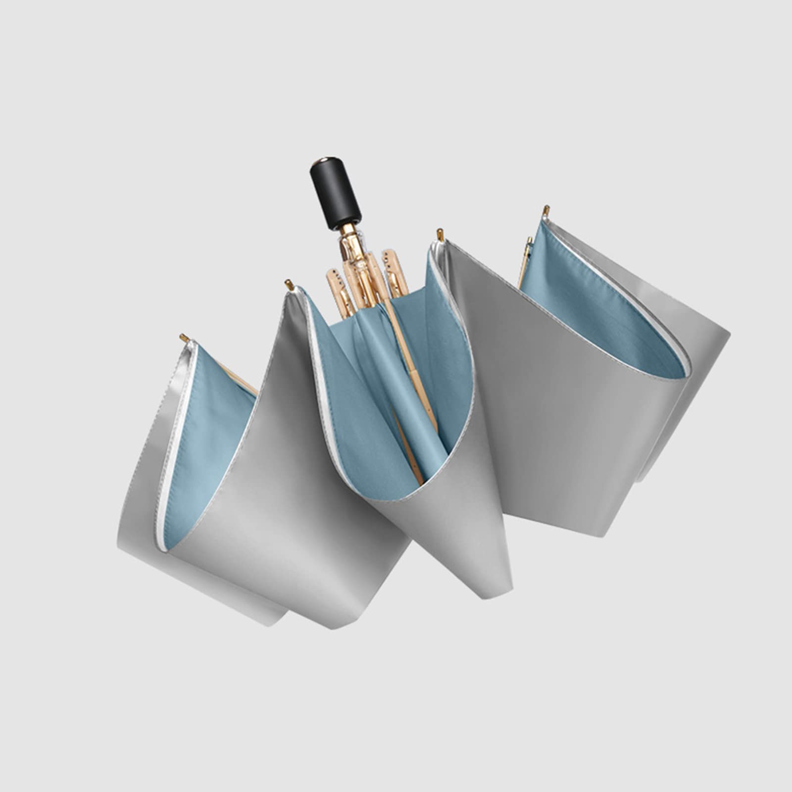 Paraguas de Viaje Resistente al Viento, 8 Varillas, Doble Capa, Titanio Plateado, protección UV UPF 50+, Plegable y portátil, Paraguas para Hombres y Mujeres