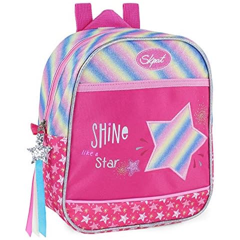 SKPAT - Small School Padded Backpack. Adjustable Padded Straps. Zipper Closing. for School or Travelling. Lightweight and Resistant. 131334, Color Fuchsia Cover